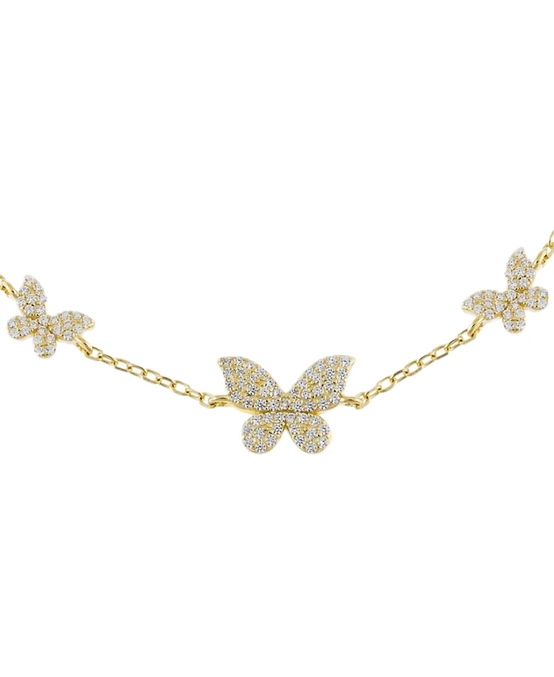 by Adina Eden Pave Triple Gold Plated Butterfly Anklet