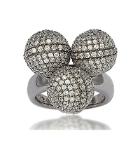 Suzy Levian New York Sterling Silver Cubic Zirconia Three Disco Ball Ring