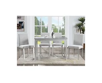 sumyeg 5-Piece Crystal Accent Wood Dining Set with Rectangular Kitchen Table and 4 Upholstered Chairs