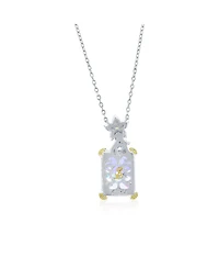 Suzy Levian New York Gala Collection Sterling Silver Firework Cut Cubic Zirconia Flower Drop Pendant Necklace