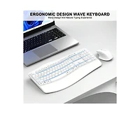 risokeys Wireless Keyboard And Mouse Combo, 2.4G Full Size Keys Keyboard With Wrist Rest And 3
