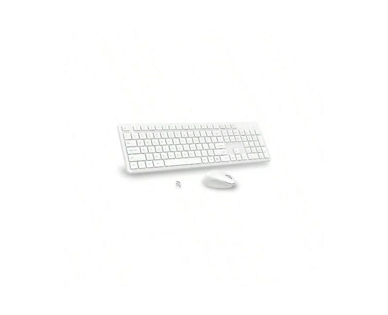 risokeys Wireless Keyboard & Mouse Combo – Full-Size, Silent, 2.4GHz, 2-in-1 Receiver, Compatible with Laptops – White