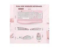 Risokeys Wireless Keyboard and Mouse Combo - Full-Sized Keyboard with Cushioned Palm Rest, Phone Holder, 2.4G Cordless Set for Computer, Laptop, Pc
