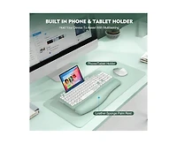 Wireless Keyboard and Mouse Combo - Full-Sized Keyboard with Cushioned Palm Rest, Phone Holder, 2.4G Cordless Set for Computer, Laptop, Pc