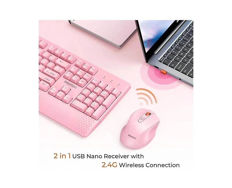 risokeys Full-size Keyboard w/ Wrist Rest, 3 Dpi Mouse, 2.4G, Pc/Laptop Compatible Wireless Keyboard & Mouse