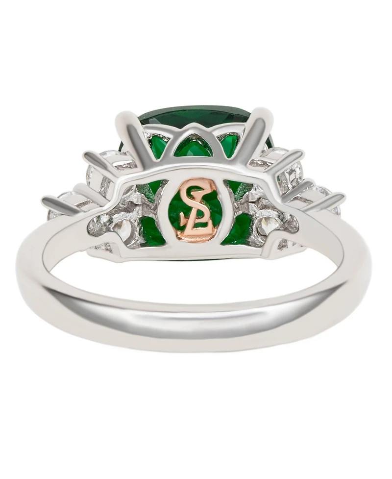 Suzy Levian Sterling Silver Red Cubic Zirconia Center Stone Ring