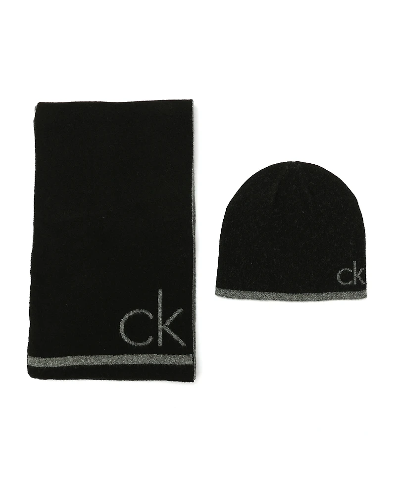 Calvin Klein Men's 2-Piece Fuzzy Scarf and Hat Set
