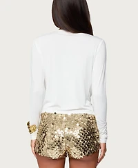 Edikted Women's Twisted V Neck Long Sleeve Top