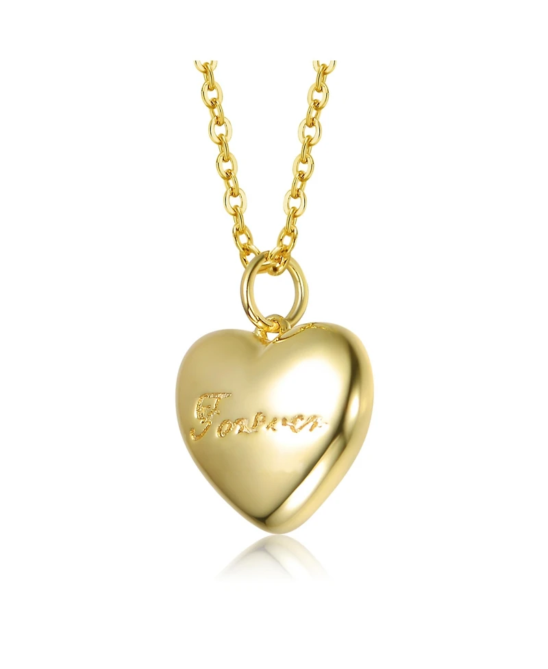 GiGiGirl 14K Gold Plated with Clear Cubic Zirconia Heart Design Pendant Necklace