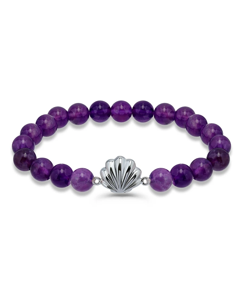 Macy's Howlite Chrysocolla Beads and Dolphin Charm Station Silver Plated Stretch Bracelet