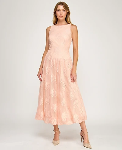 Row A Juniors' Boat Neck Midi Dress