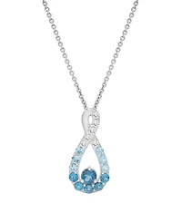 Macy's White Topaz (1/4 ct. t.w.), Blue Topaz (1/3 ct. t.w.) and London Blue Topaz (5/8 ct. t.w.) Infinity Pendant Necklace in Sterling Silver