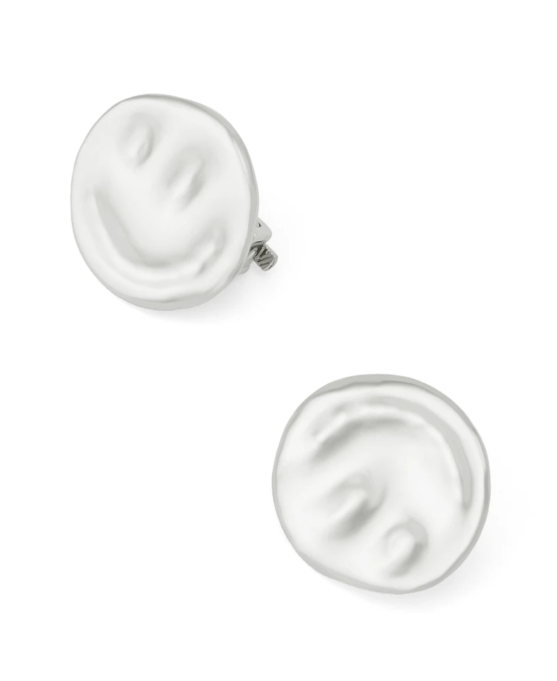 Robert Lee Morris Soho Silver Textured Disc Clip Earrings