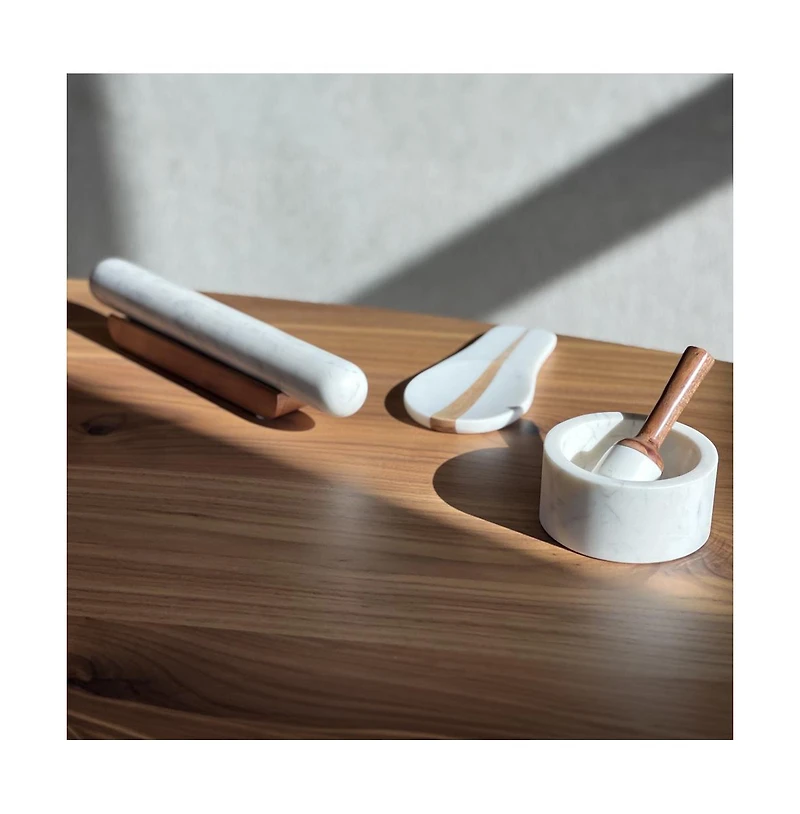 Verve Culture Marble Rolling Pin on Wood Base