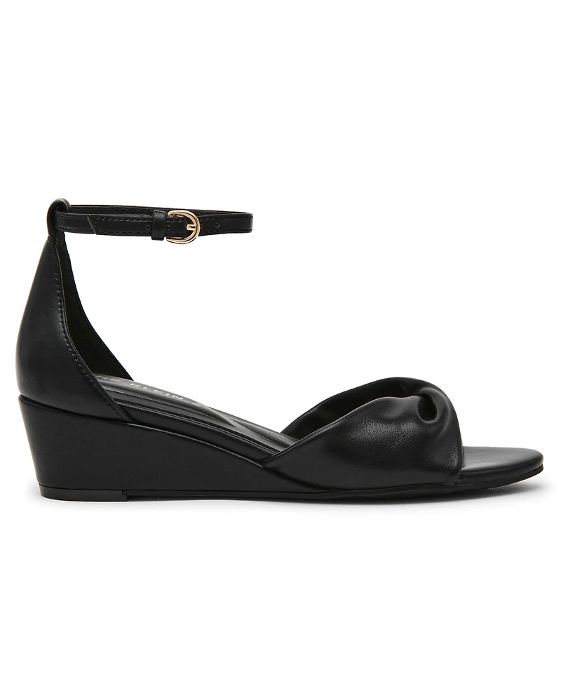 Anne Klein Women's Ankle Strap Square Toe Wedge Sandals