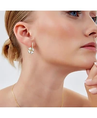 Spero London Sterling Silver Enamel Clover Earrings - White