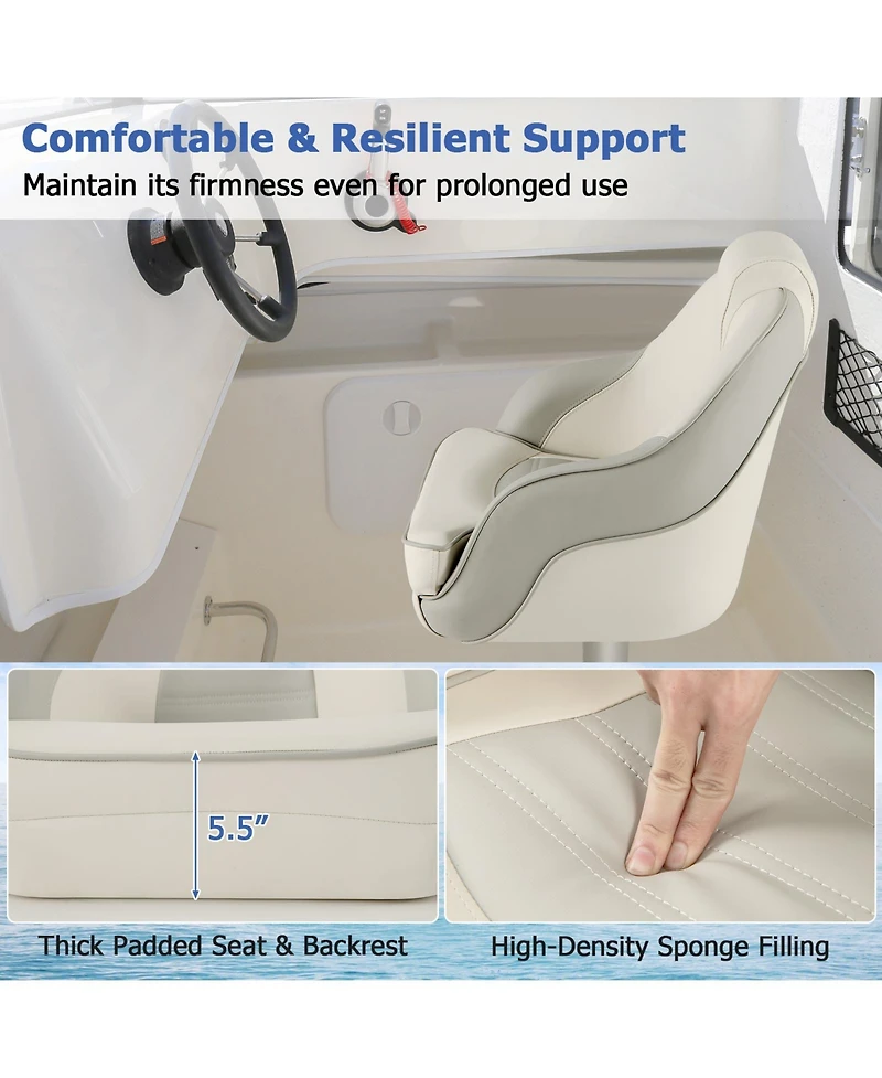 Captain Bucket Seat with Waterproof Pvc Leather for Boat Sightseeing