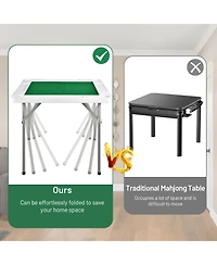 Sugift - 4-Player Mahjong Game Table with Iron Frame