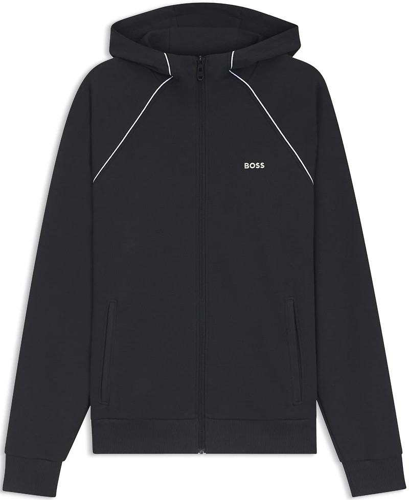 Boss by Hugo Men's Cotton-Blend Zip-Up Piping Detail Hoodie