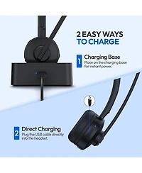 Philips Bluetooth Headset with Noise-Canceling Mic, Mute Button, Long Battery Life, Dual Charging for Office, Home, Car