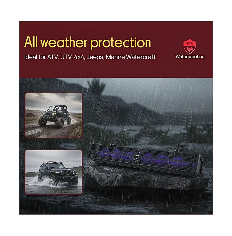 Pyle 32'' Powered Atv/Utv Soundbar System with Bluetooth & Led Lights (PWPSB3203)