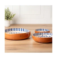 Verve Culture Ceramic Nesting Dish Set of 3 - Blue Stripe
