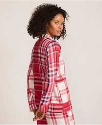 Lands' End Women's Long Sleeve Flannel Patchwork Pajama Top