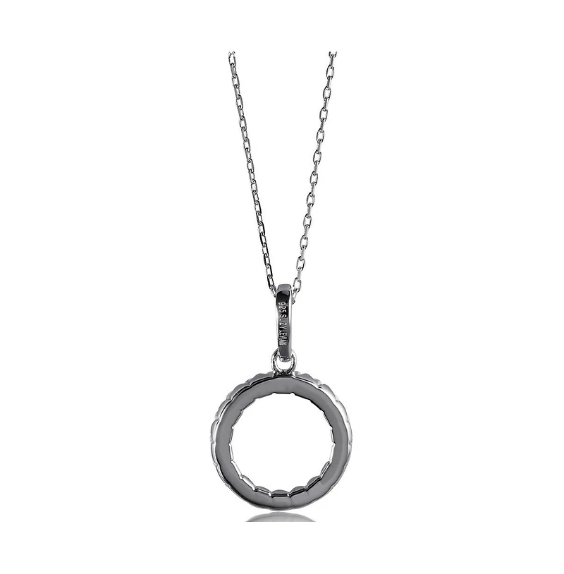 Suzy Levian Sterling Silver Cubic Zirconia Mini Circle Pendant