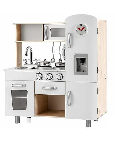 Skonyon Vintage Play Kitchen Pretend Kids Cooking Playset Toys with Water Dispense