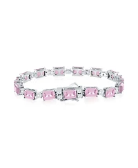 Suzy Levian Gala Collection Sterling Silver Emerald-Cut Cubic Zirconia Tennis Bracelet