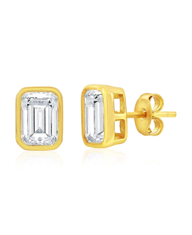 Sterling Silver, 3-Pair Multi-Shaped Cz Studs