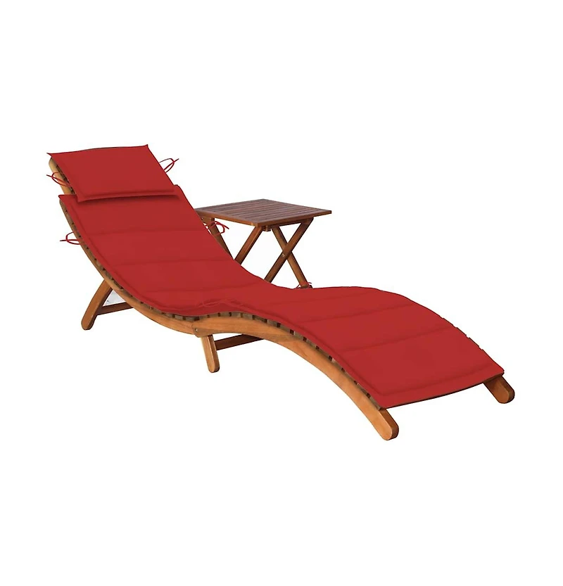 VidaXL 2-Pc. Patio Sun Lounger with Table and Cushion, Red