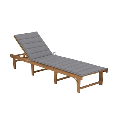 vidaXL Sun Lounger Grey Solid acacia wood Standard Foldable