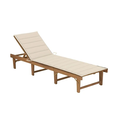 vidaXL Sun Lounger Cream & Natural Wood Solid Acacia wood 78.7 in length