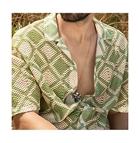 Campus Sutra Men's Grass Green & Pale Yellow Geometric Block Oversized Shirt