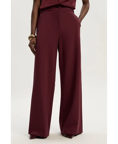 Karen Millen Women's Ponte Pu Wide Leg Pants.