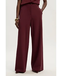 Karen Millen Women's Ponte Pu Wide Leg Pants.
