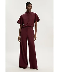Karen Millen Women's Ponte Pu Wide Leg Pants.