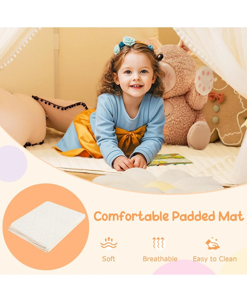 Hongge Large Toddler Playhouse Tent with Windows, Door Curtains, and Mat