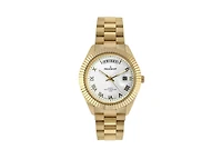 Peugeot Men's 40mm White Face Fluted Bezel Gold Bracelet Watch