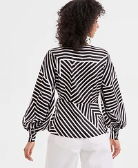 I.n.c. International Concepts Women's Long Sleeve Printed Wrap Blouse, Macy's Exclusive
