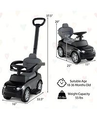 Kids Ride on Push Car with Horn & Start-up Sound Under-seat Storage Push Handle