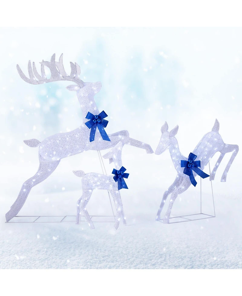 Costway 3 Pcs Lighted Christmas Reindeer Family Set Holiday Decoration with 255 Lights