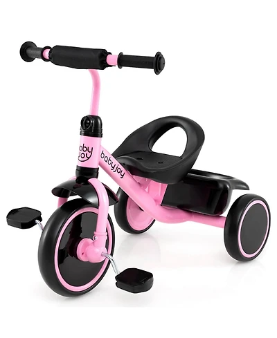 Kids Tricycle Toddler Trike with Adjustable Seat & Storage Basket 3 Wheel Bike