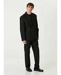 Pcfg Men's Jet Black Cotton-Rayon Blend Suit Pants