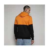 Campus Sutra Men's Black & Mustard Yellow Pullover Hoodie With Ribbed Hem