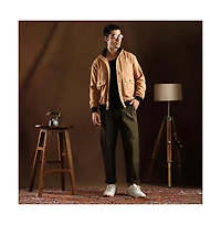 Campus Sutra Men's Khaki Beige Tactile-Utility Bomber Jacket