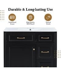 Casainc Bathroom Vanity with Sink 4 Drawers Soft Close Door and Adjustable Shelf