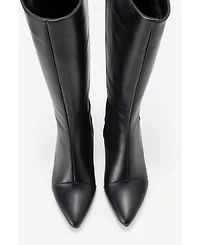 Forever & Always Shoes Osmera Leather Block Heel Knee High Boot (Women)