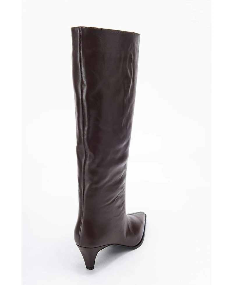 Forever & Always Shoes Siora Leather Knee High Boot (Women)